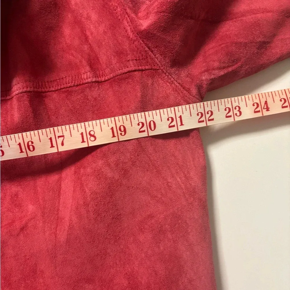 Vintage St John’s Bay Suede Red Coat Blazer Jacket Size Petite Large Leather - Image 3