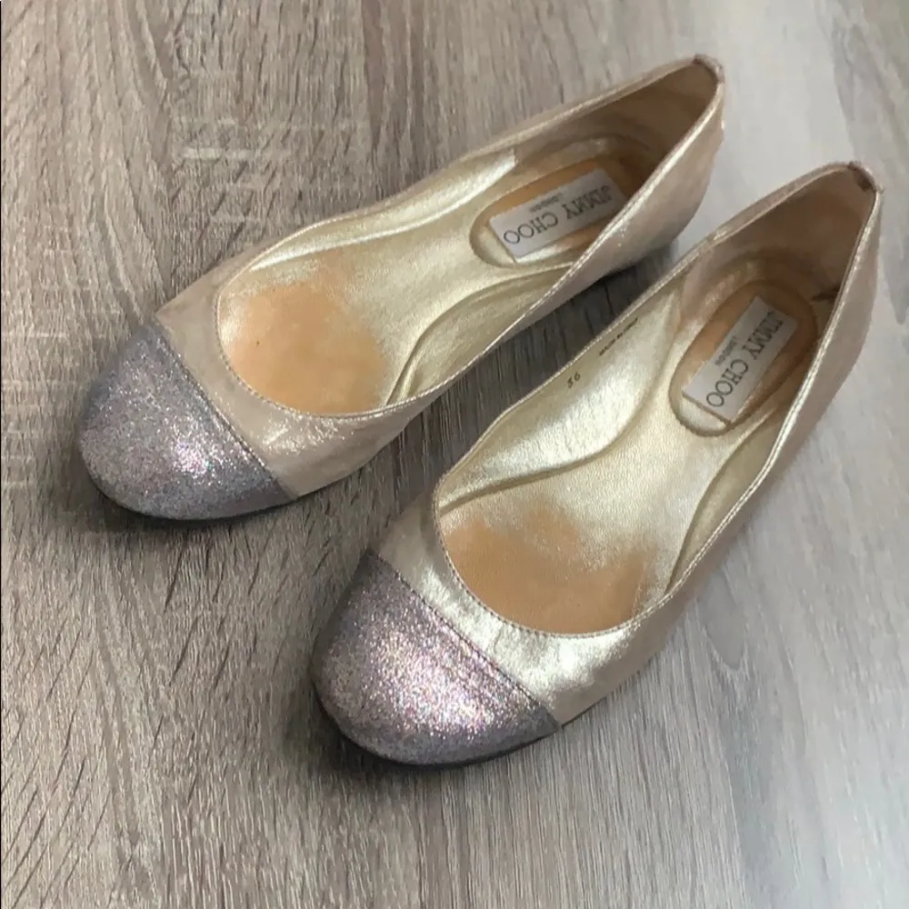 Jimmy Choo | Metallic Gold Ballet Flats Cap Toe 36 - Image 2