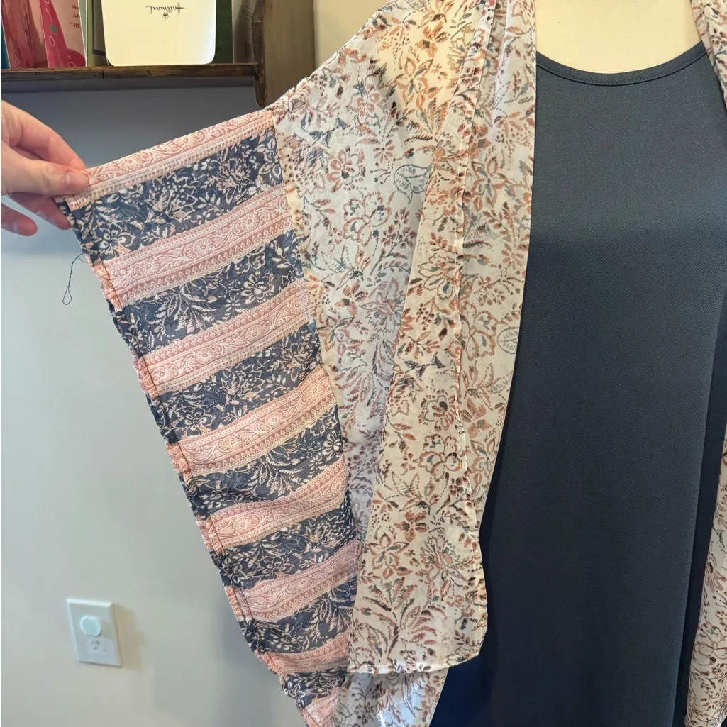 Wallflower| Charcoal dress with Floral Shrug in Cream and Black size small - Image 7