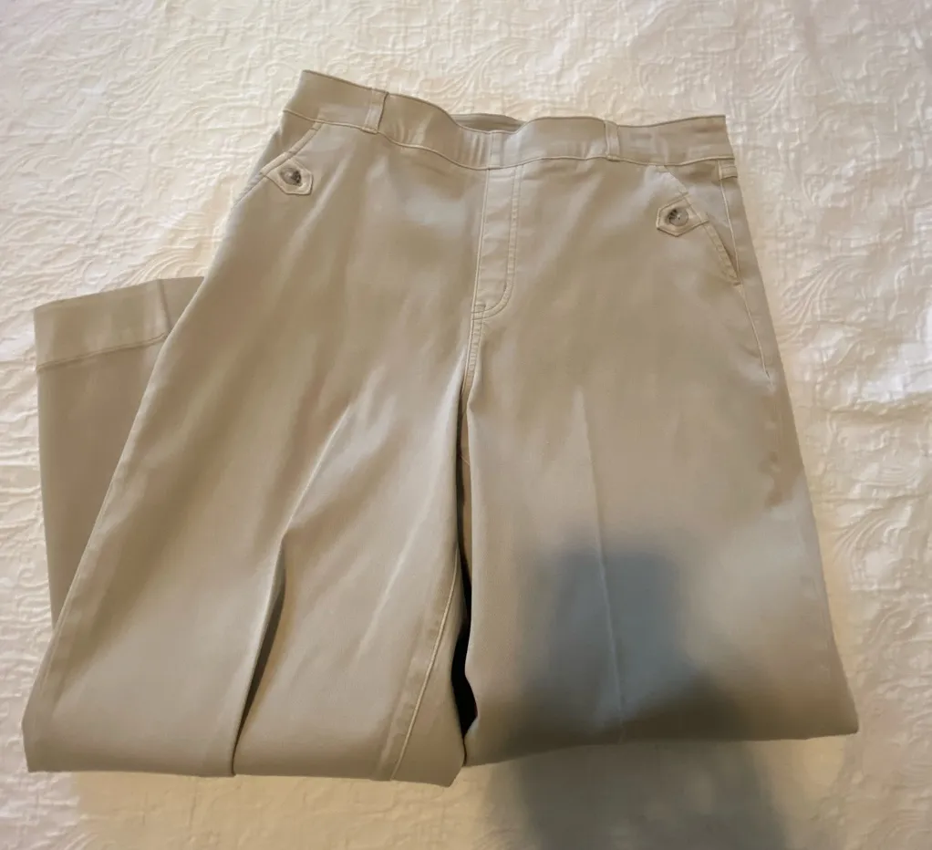 SPANX Stretch Twill Cropped Wide Leg Pant - Bone - XL - Image 2
