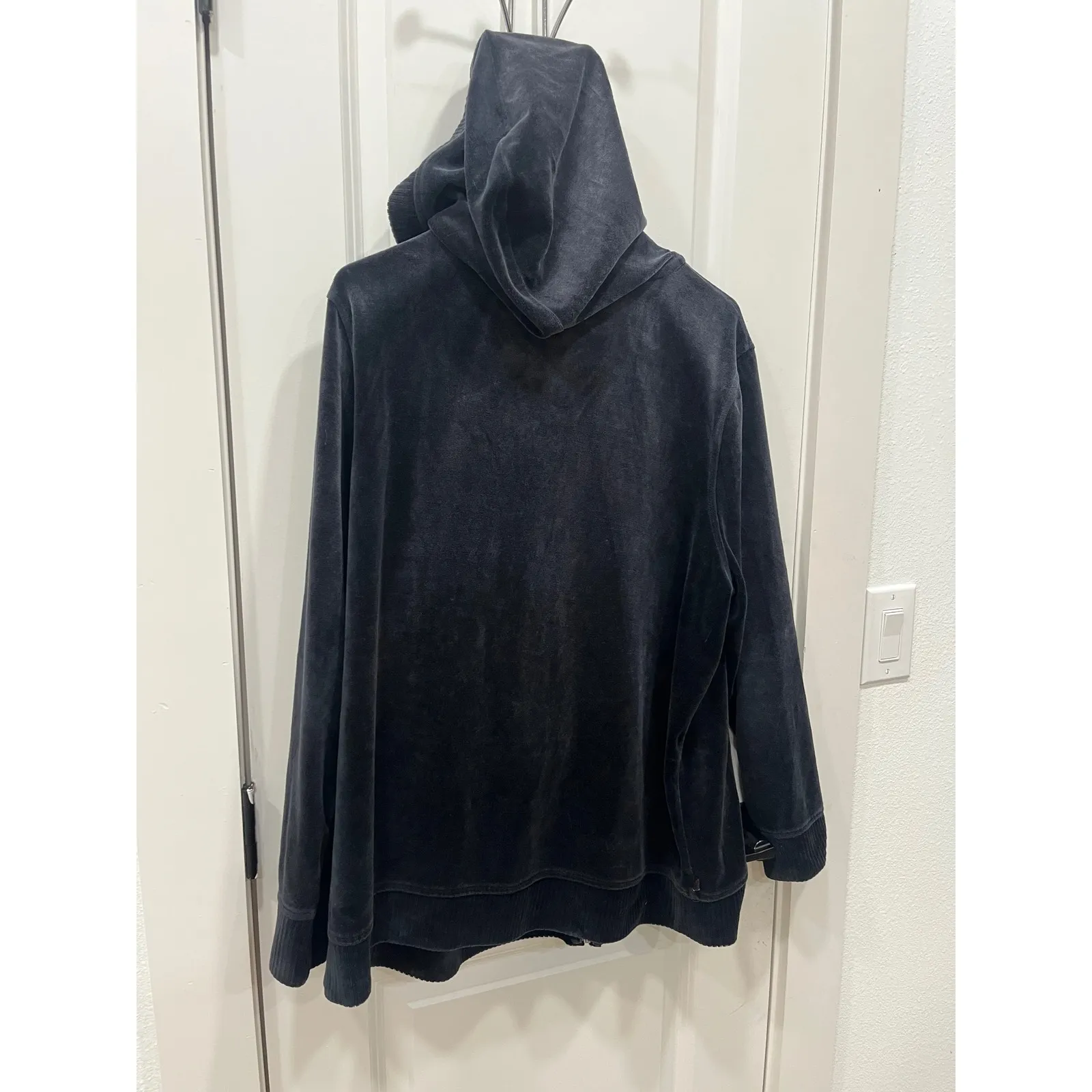 LAUREN RALPH LAUREN Velour Full Zip Hoodie Jacket Women's Size 1X Charcoal Gray - Image 8