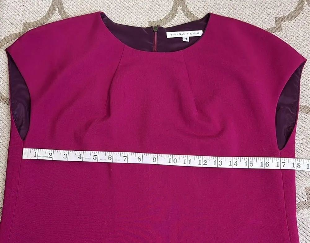 Trina Turk crepe cap sleeve Pink shift Dress - Image 5