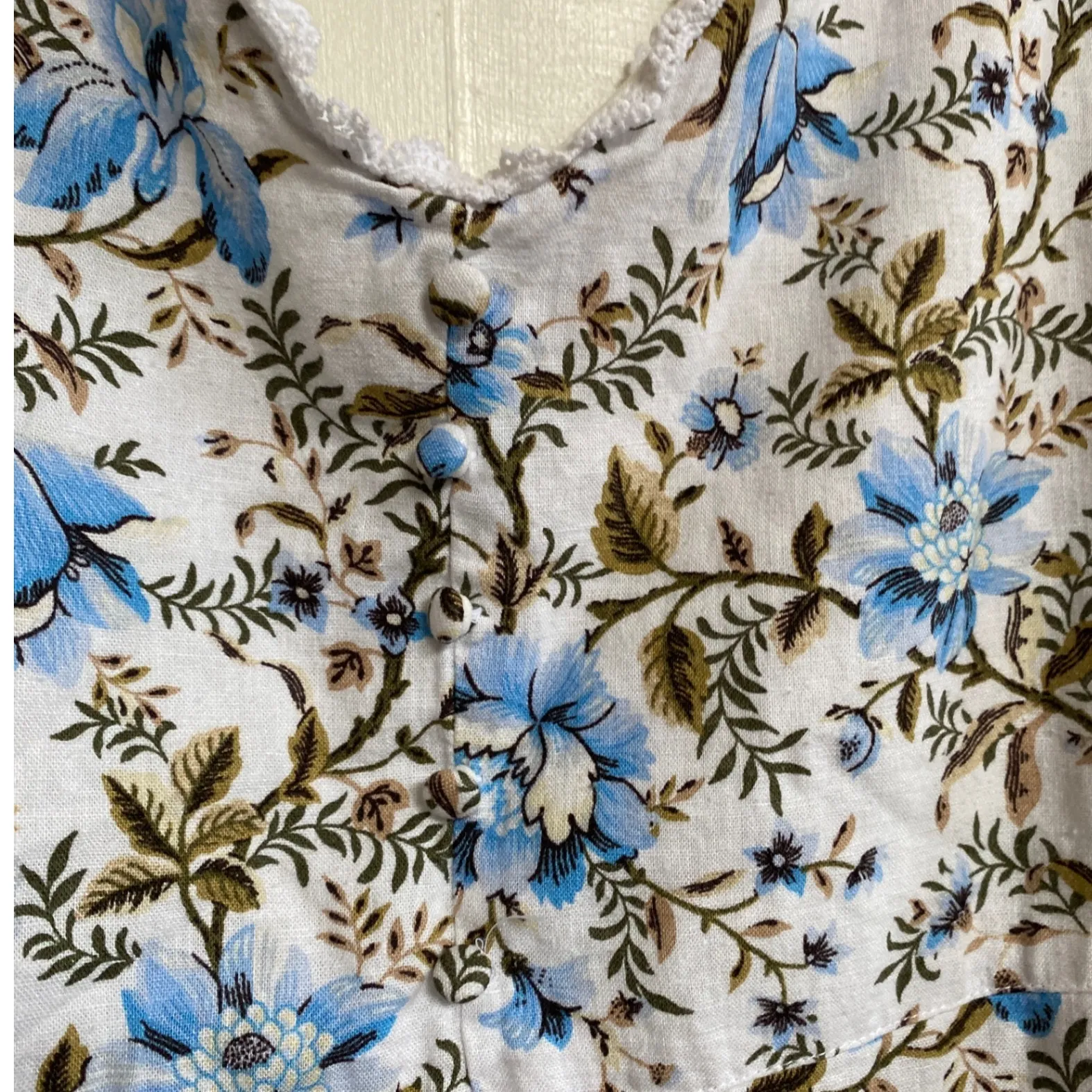 Laura Ashley Sleeveless Linen Floral‎ Romantic Mini Dress Lace Pockets - 12 - Image 4