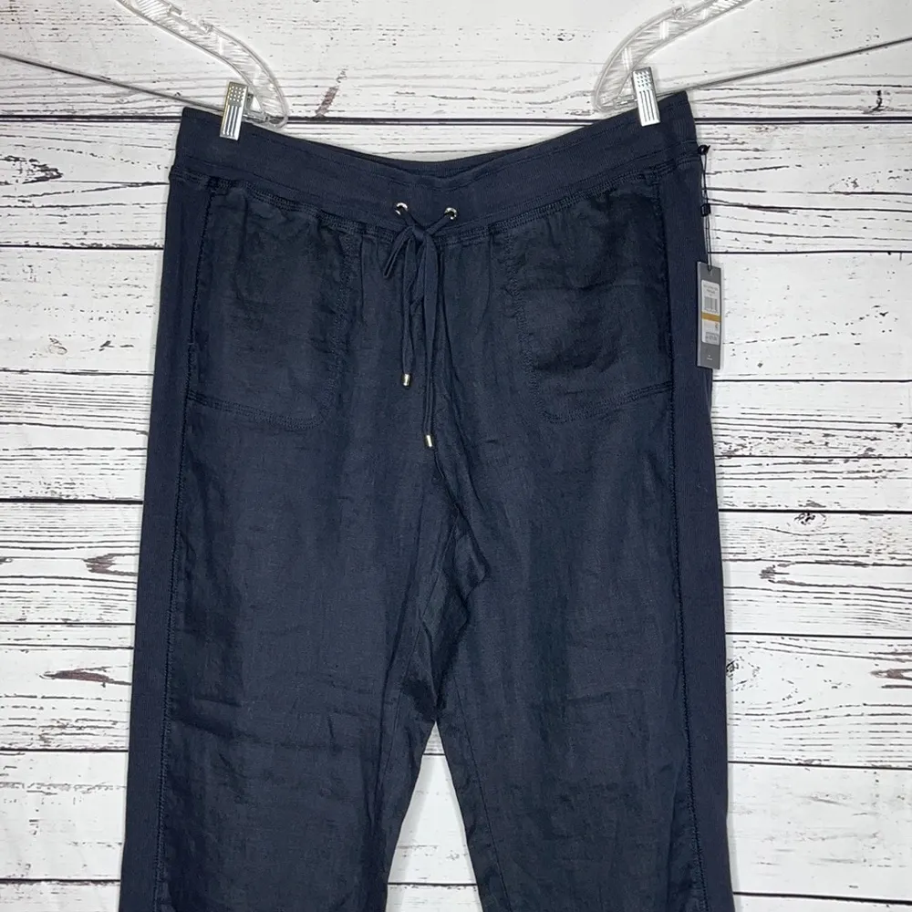 Tommy Hilfiger NWT Sz 16W Navy Blue Linen Drawstring Elastic Waist Pull On Pants - Image 2