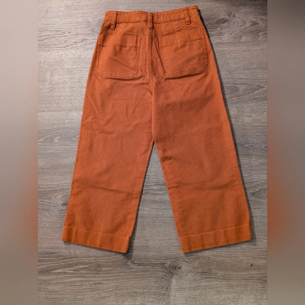 Madewell Slim Emmett Wide Leg Crop Warm Nutmeg Jeans Size 24 - Image 3