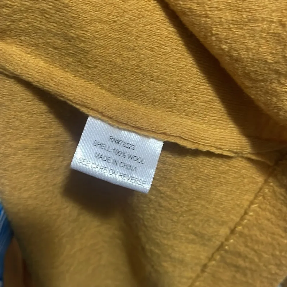 Luii by Anthropology Vintage Mustard Yellow Wool Crochet Detail Long Coat Gold Size M - Image 8