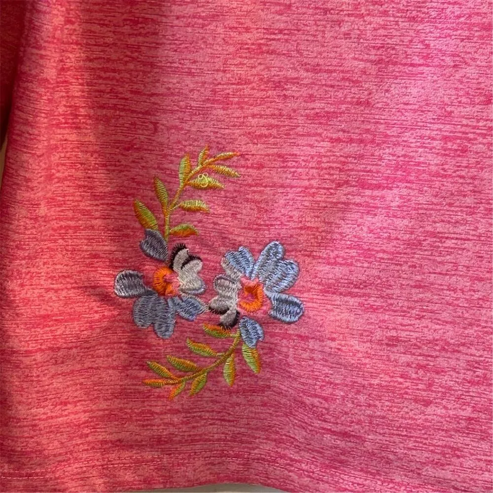 Poof New York Women's Pink Embroidered Floral Hoodie Size M Casual Size M - Image 2