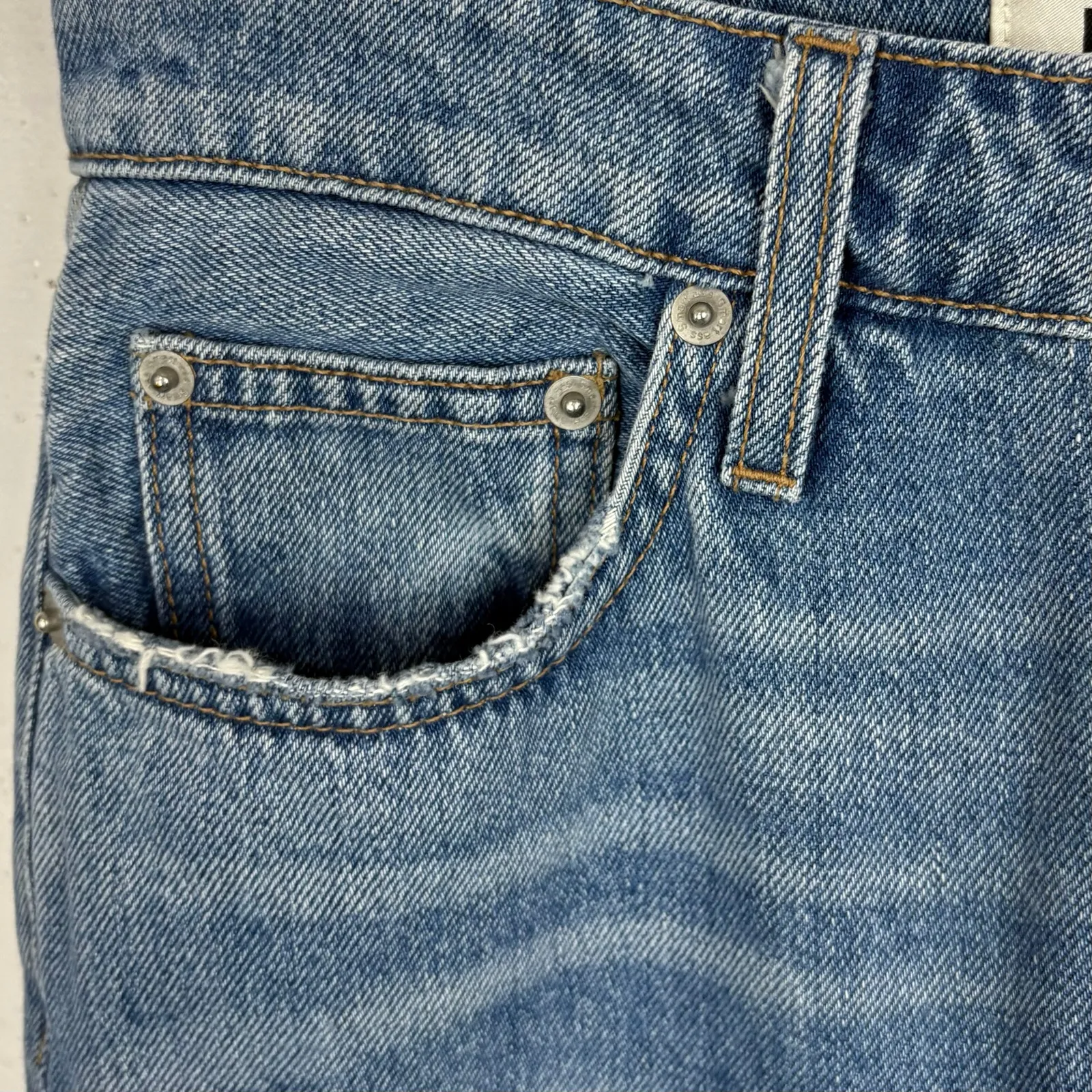 Reformation Womens Straight & Long Denim Jeans Aegean Wash Button Fly Size 26 - Image 10