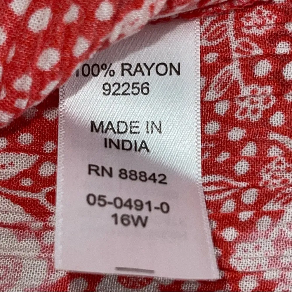 WOMAN WITHIN CORAL ROLL-CUFF CRINKLE MIDI MAXI DRESS SIZE 16W - Image 5