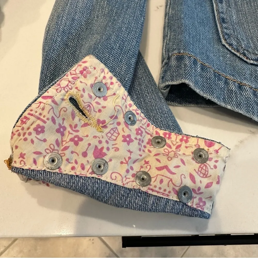 Vintage Levi’s Y2K Studded Distressed Denim Jean Blazer Jacket Cotton Sz… - Image 4