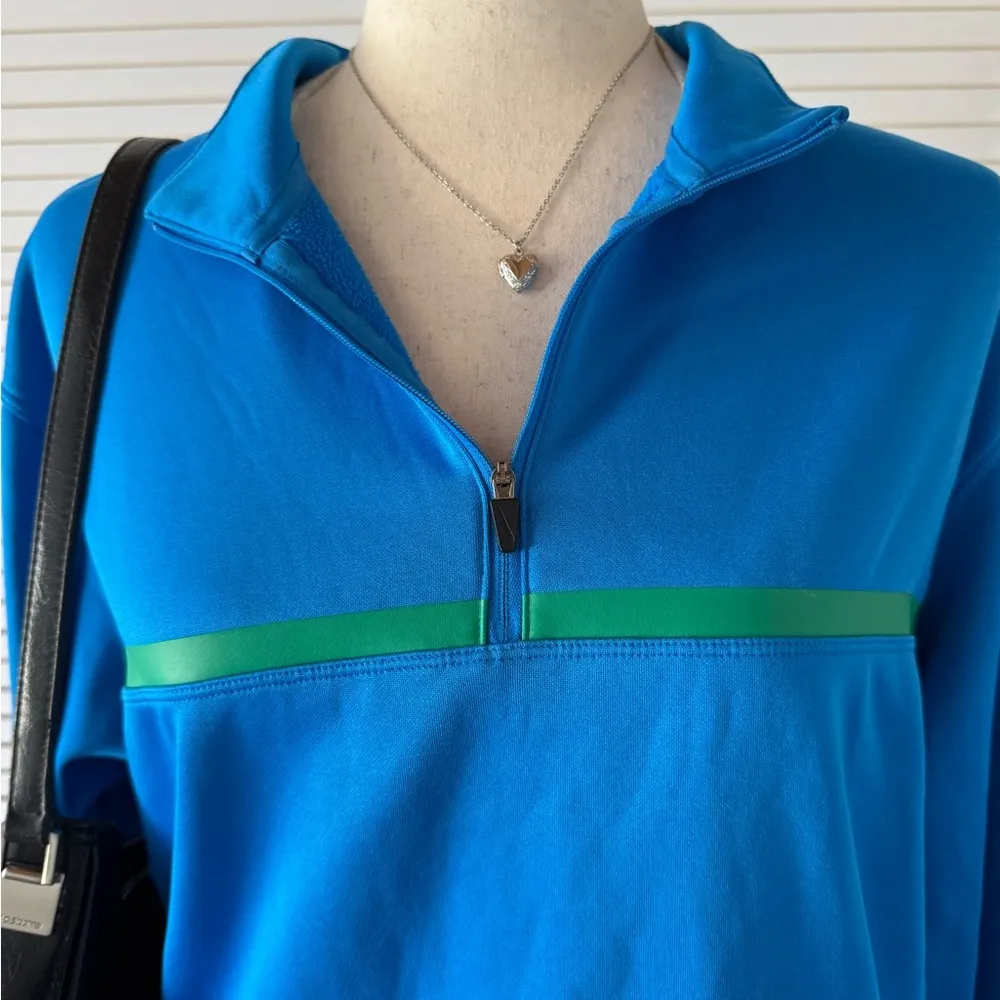Nike Blue Quarter Zip Fleece Athletic Sweater - Image 3