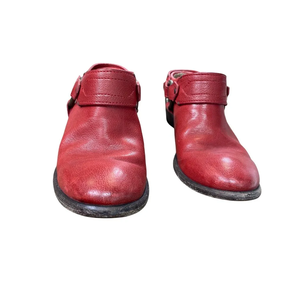 Frye Vintage womans Leather Red Harness Mules Booties shoes Size 7B  SKU 8895 - Image 13