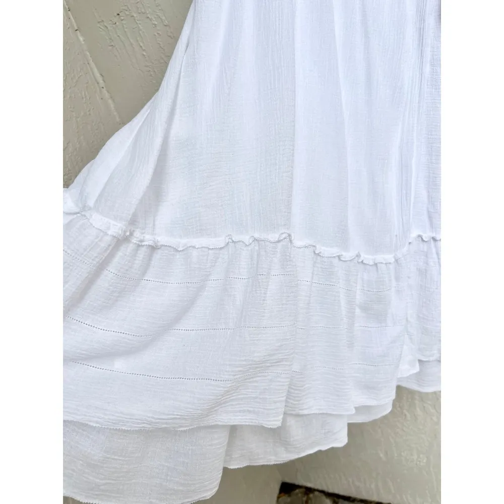 Diane Von Furstenberg Faux Wrap Tiered Queenie Midi Dress White Women's Size 8 - Image 5