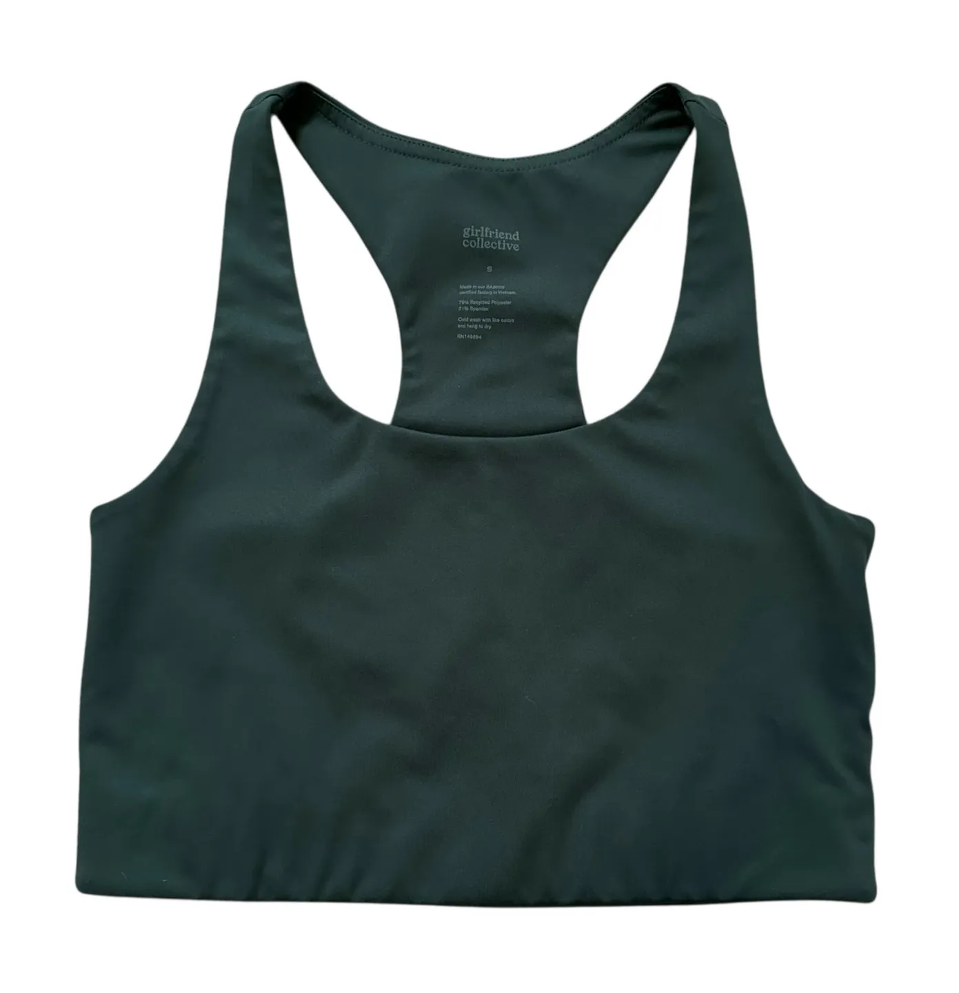 Girlfriend Collective dark green racerback sports bra size S - Image 1