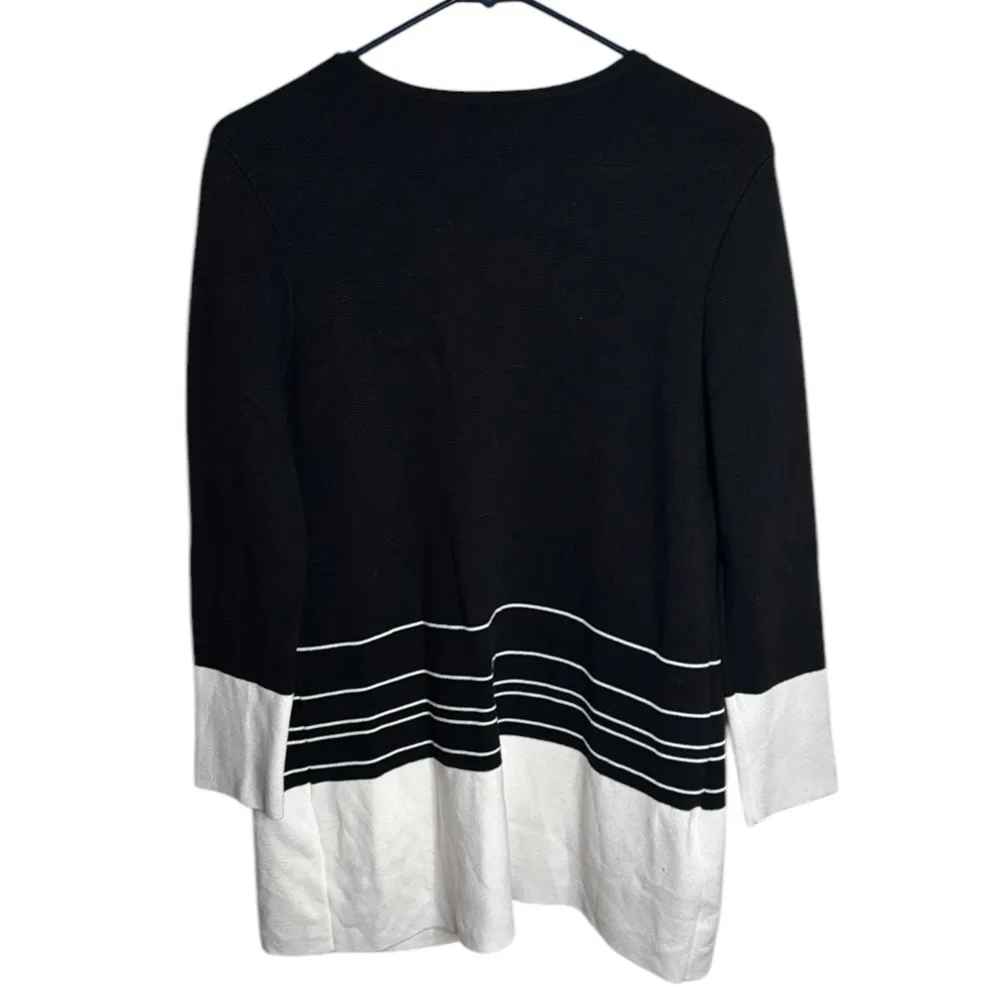 Chico's Colorblock Black and White Long Sleeves Open Knit Cardigan Size S - Image 3