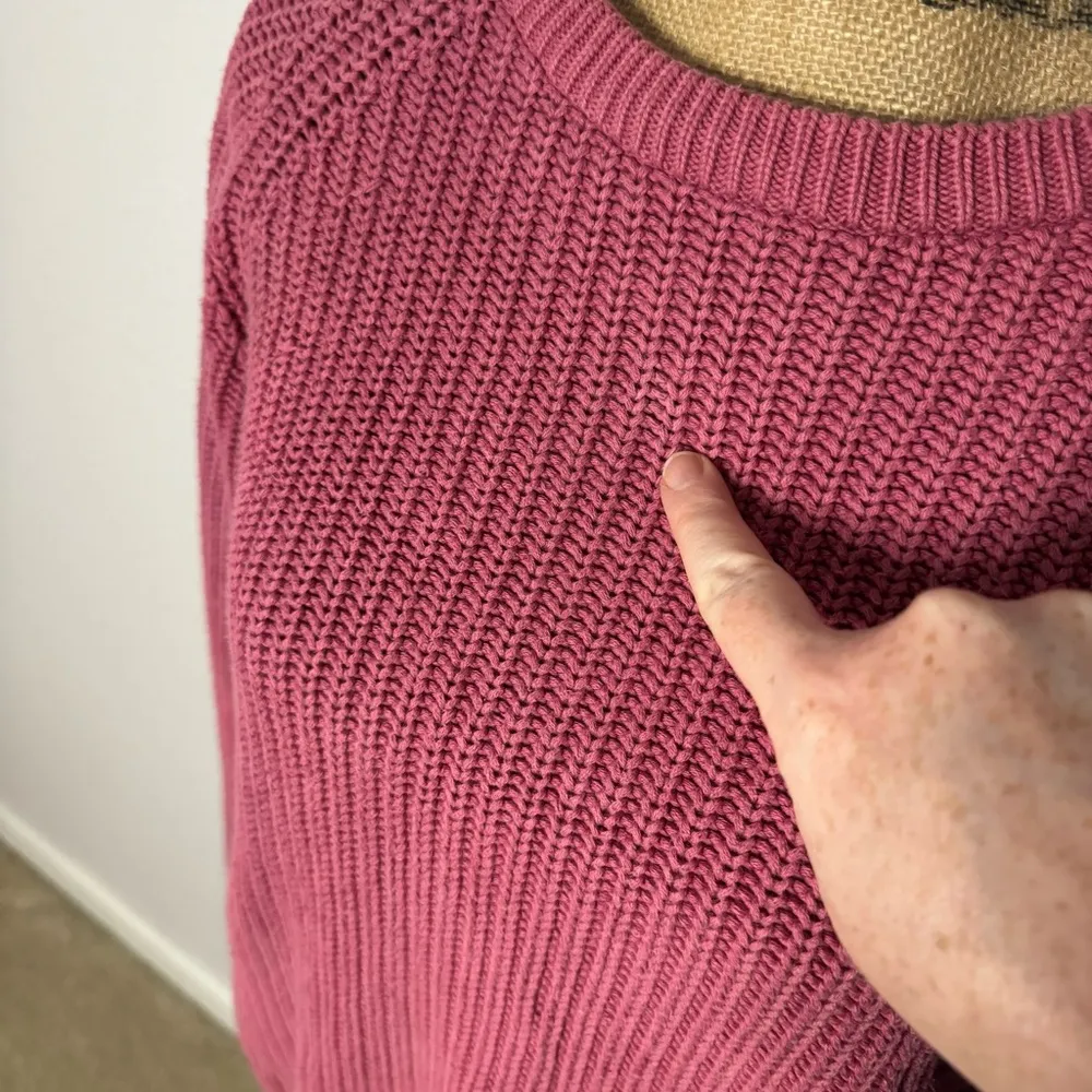 VTG Eddie Bauer Knit Sweater Women Crew Neck Pink Cotton Size M Heavy Gorp - Image 3