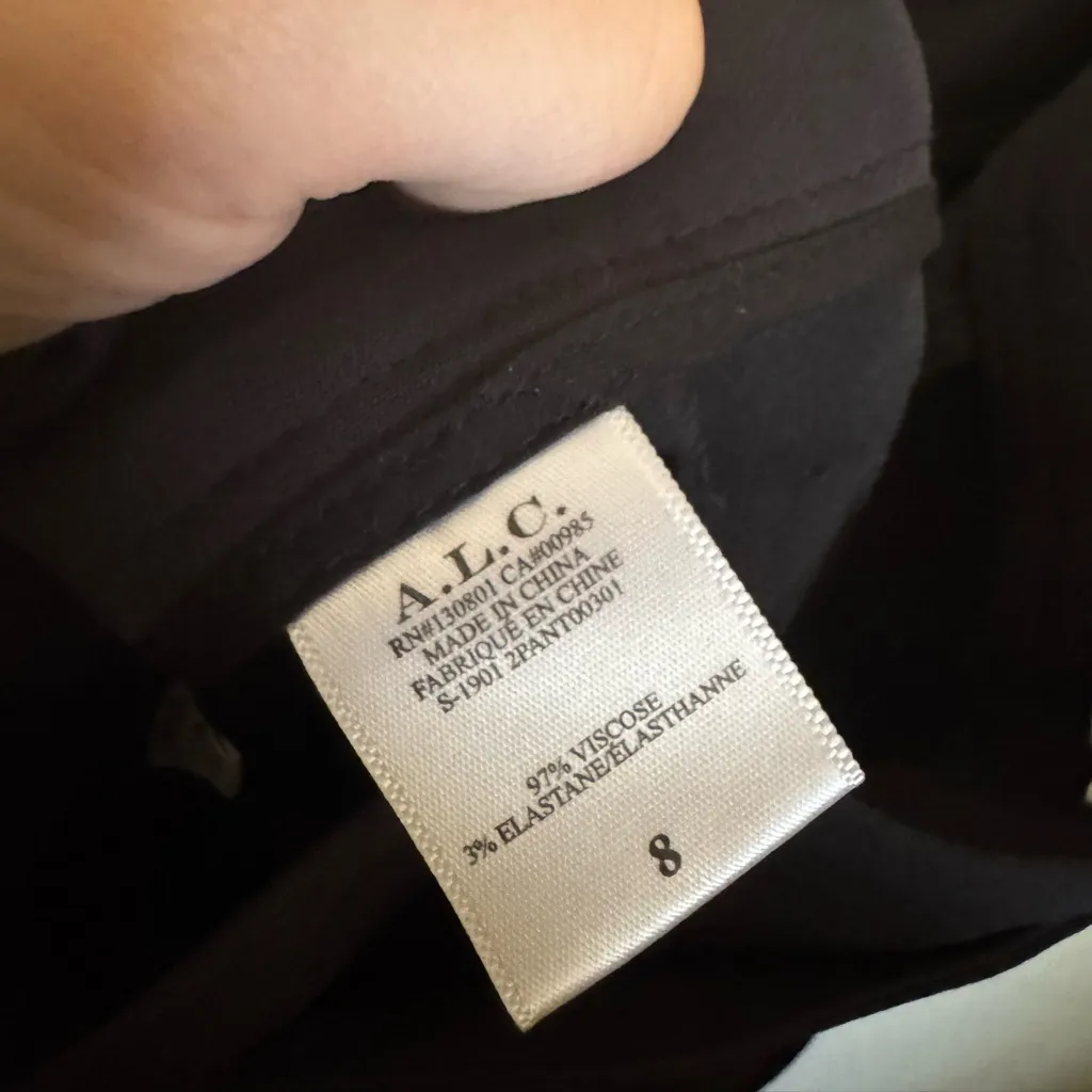 A.L.C‎ Foster Belted Flare Leg High Rise Crepe Pants Trousers Size 8 in Black - Image 5