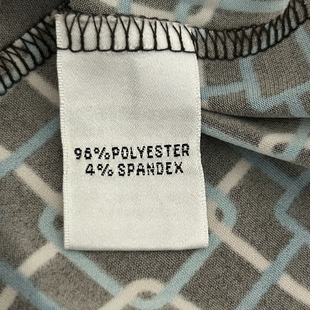 Talbots Wrap Dress Black Blue Geometric Print Size 12 - Image 13