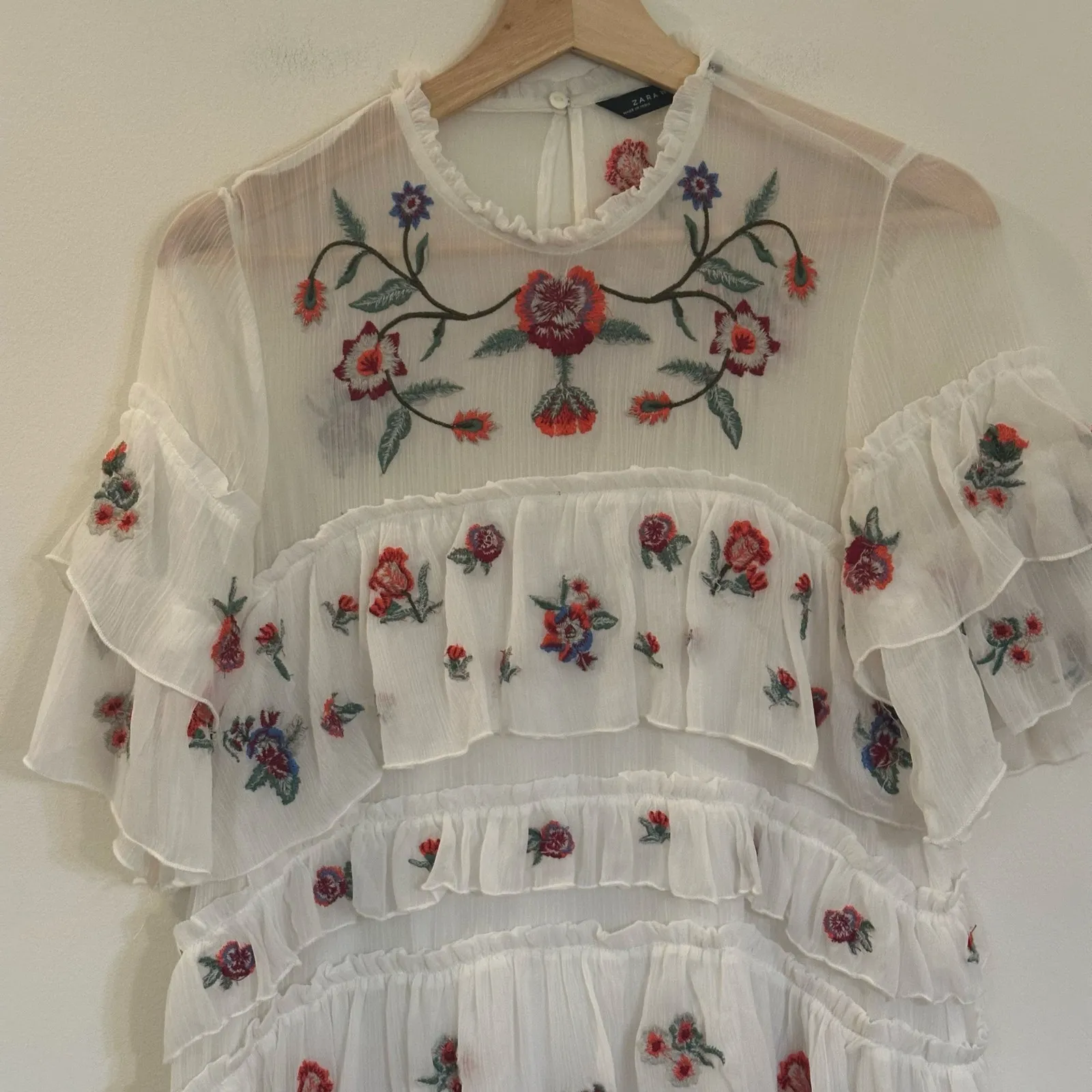 Zara Tiered Embroidered Dress sz S - Image 3