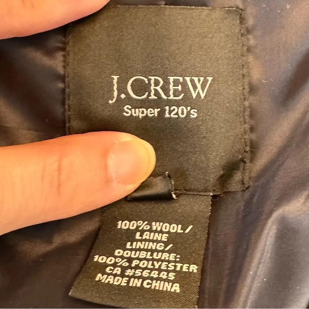 J Crew Super 120’s Blazer Suit Jacket 10T 10 Tall Black Pinstriped 2 Button Wool - Image 8