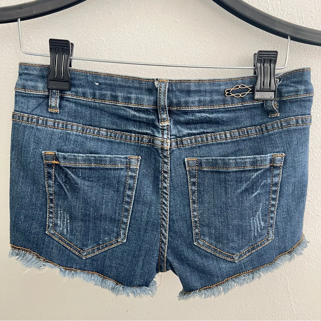 Hippie Bohemian Jean Shorts Patch Works Festival Womens Size 7 Cut - Image 4