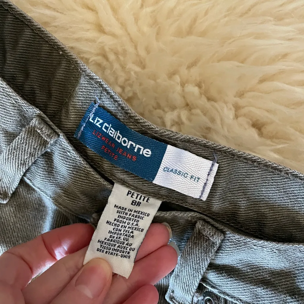 Vtg army green denim Liz Claiborne classic fit mom jeans wedgie fit Size 26 - Image 4