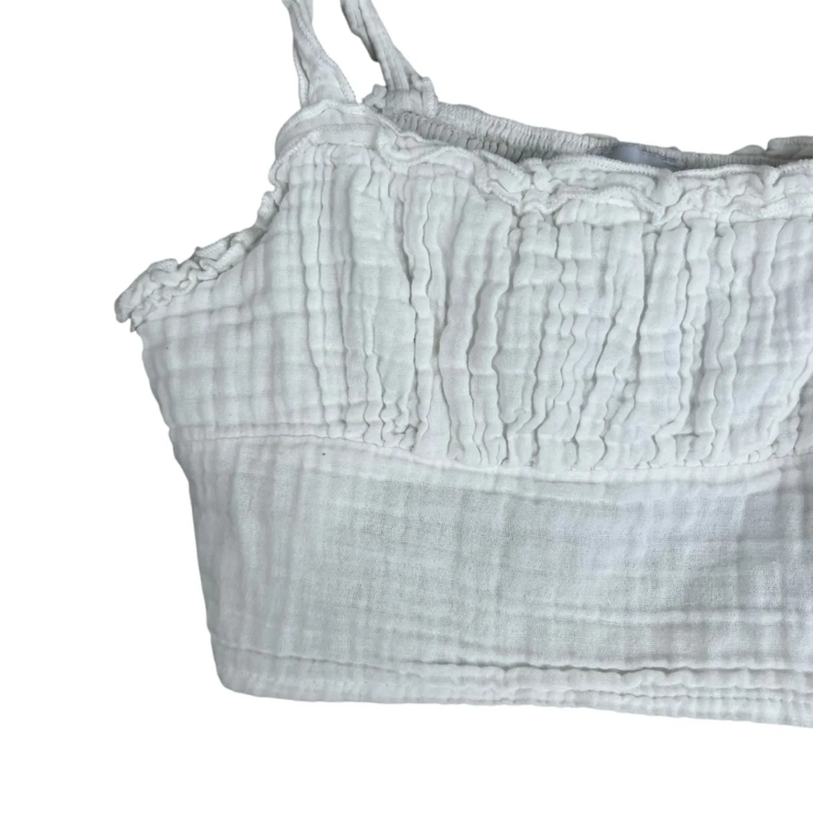 Princess Polly Crop Top Womens XS White 100% Cotton Gauze Boho Cottagecore Indie - Image 2