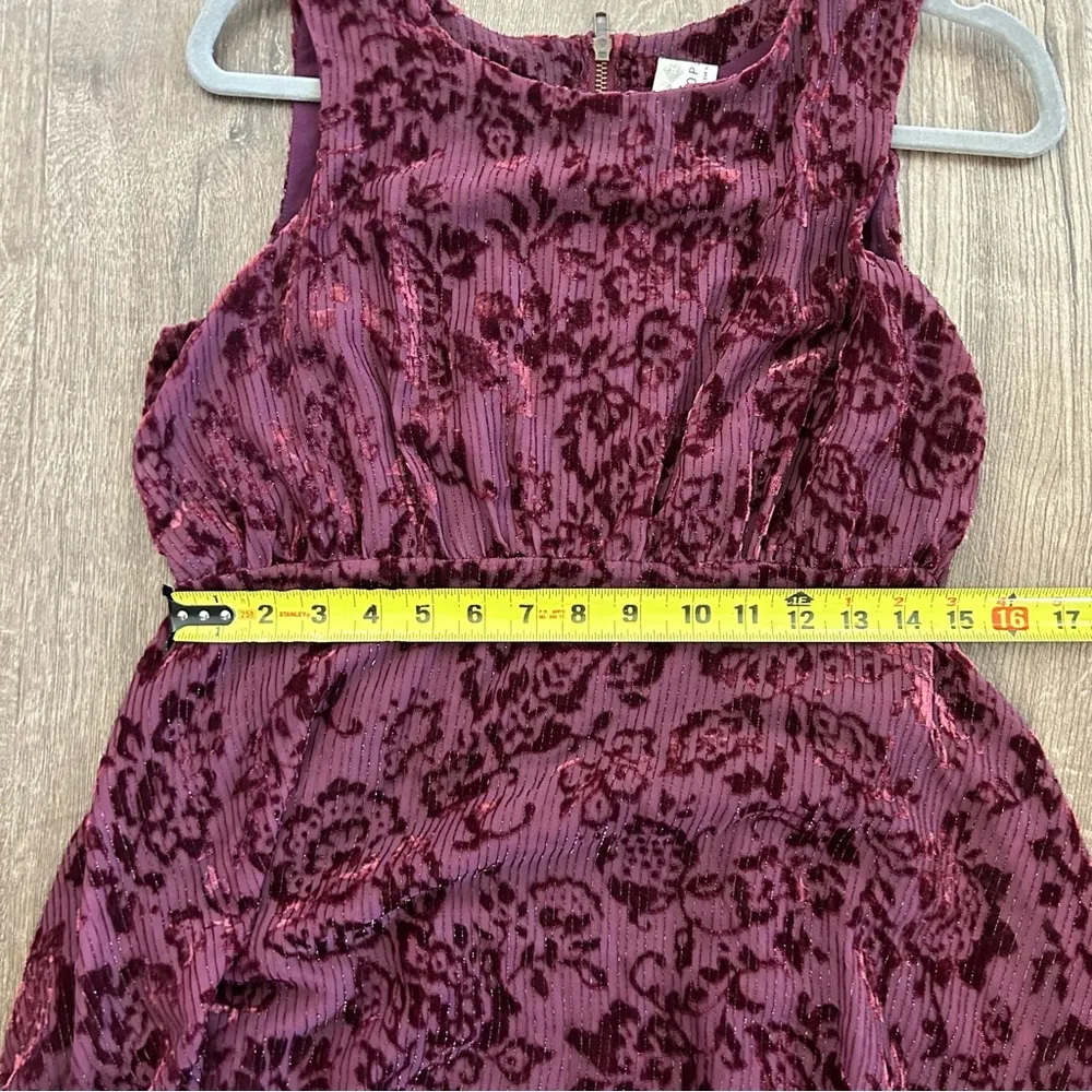 Wine Crushed Velvet Metallic Sleeveless A Line Mini Dress 4 - Image 9