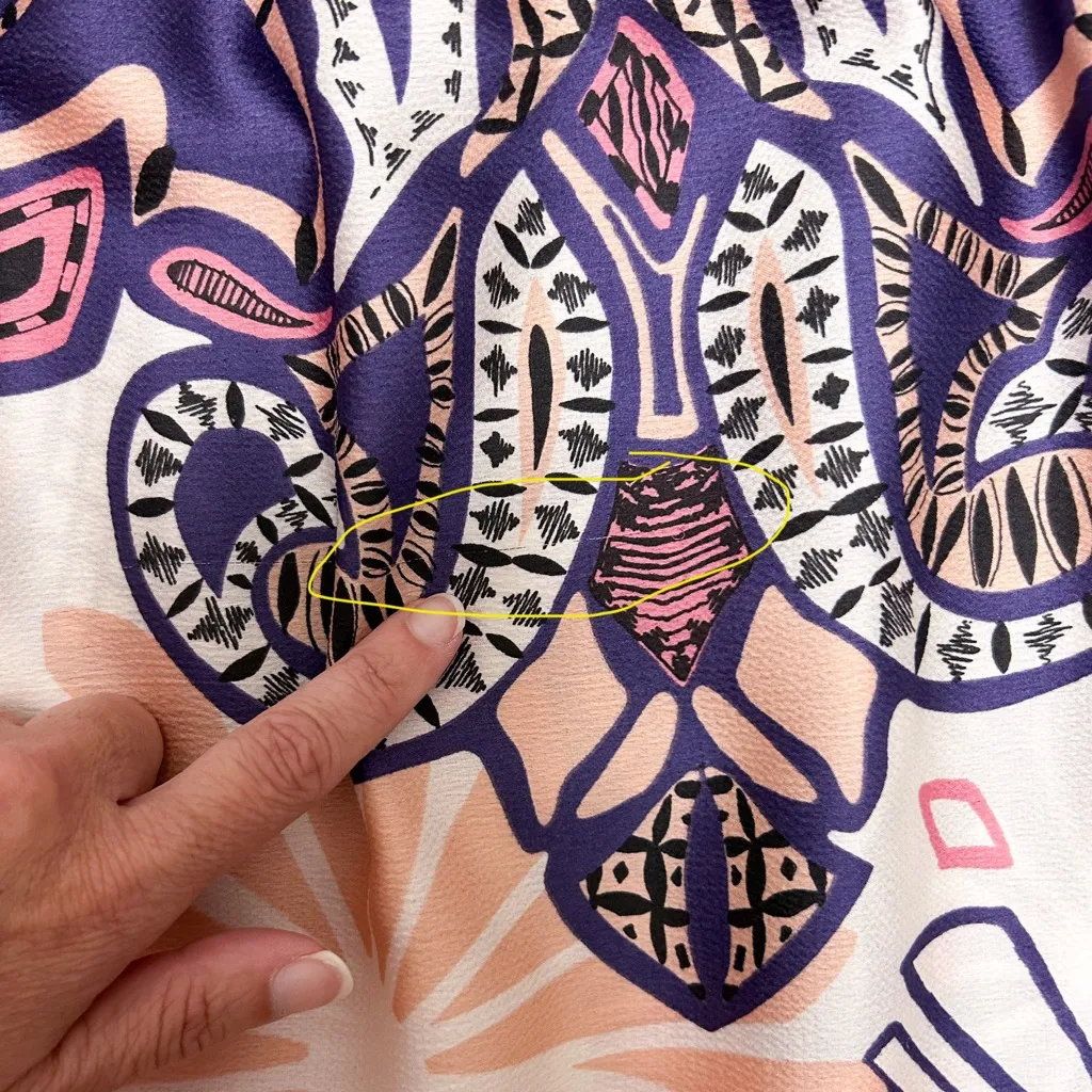 BASH BA&SH Janel Pink Purple Boho Print Lightweight Pleated Satin Midi Skirt - Image 15