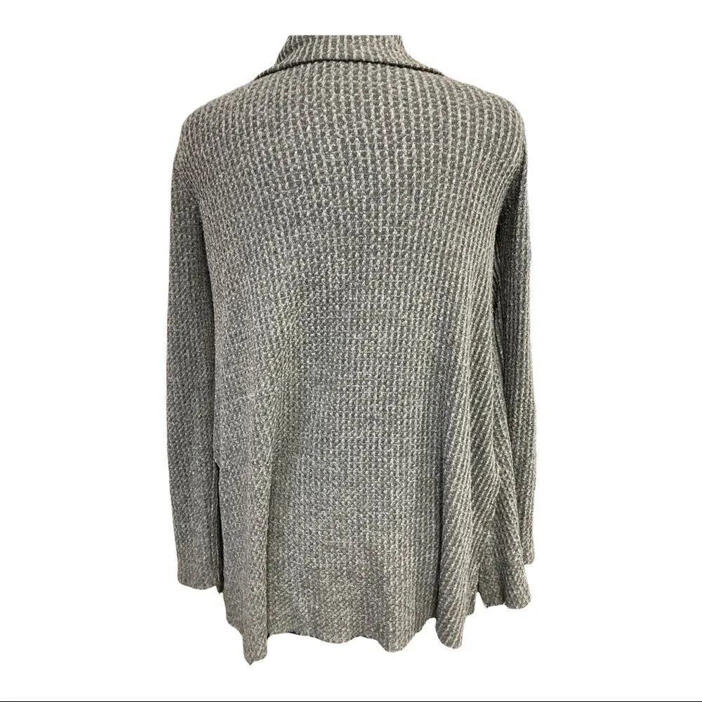 LUXE, Gray Turtleneck Raw Edged Women’s Sweater, Size Large Long Sleeves - Image 2