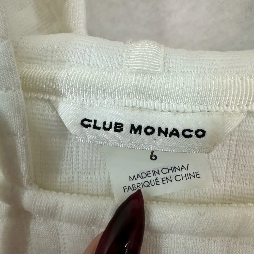 Club Monaco Hooded Sweat Waffle Dress Womens 6 White - Image 5
