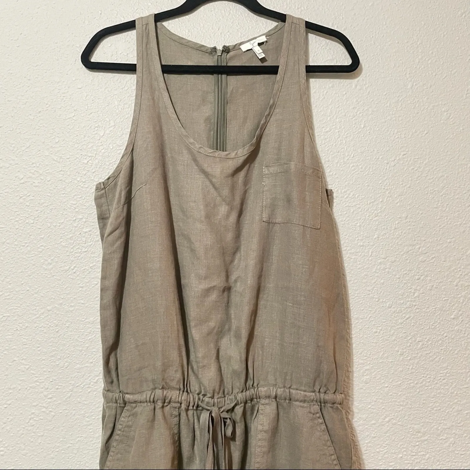Joie Green Linen Sleeveless Casual Cargo Romper S One Peice Womens Beachy Summer - Image 5