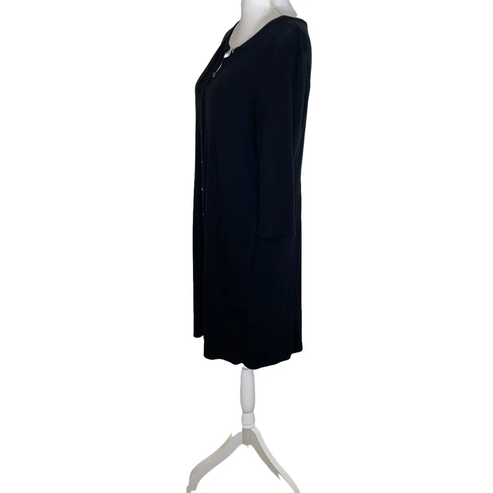 J. Jill Dress Jersey Stretch Knit Button Front Soft Midi Dress, Black, Medium P - Image 5