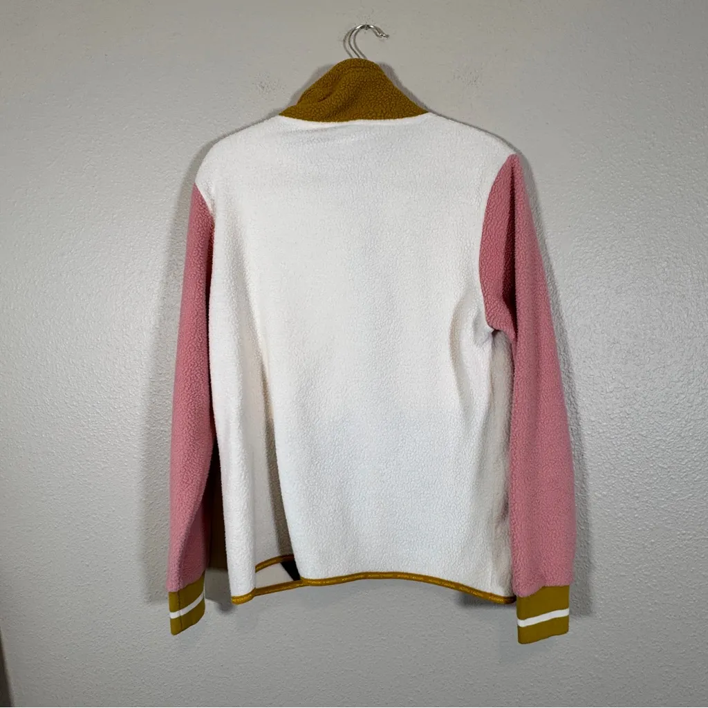 Kari Traa White Pink Fleece Colorblock Full Zip Sweater Womens M Fall Casual Size M - Image 3