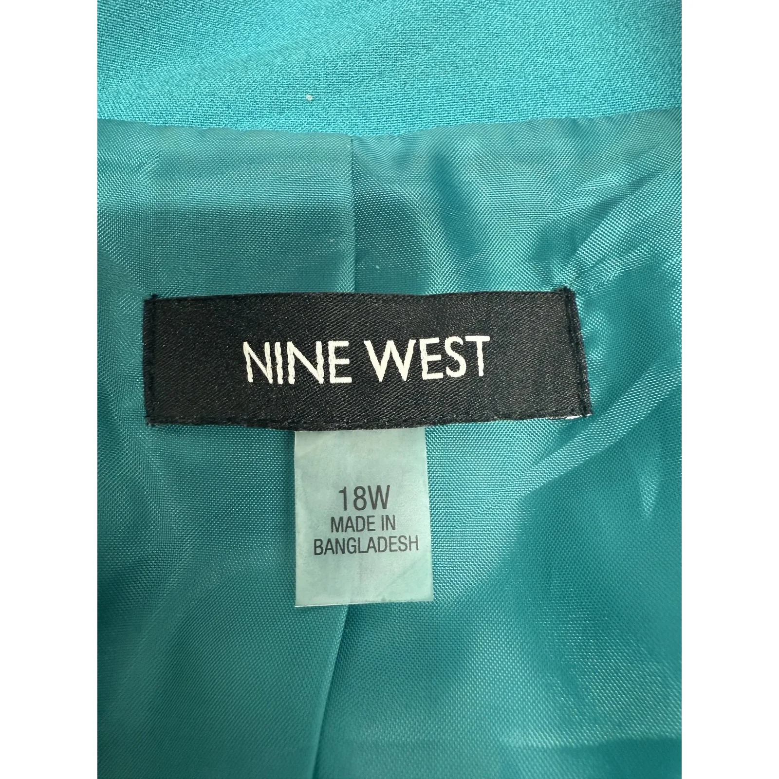Nine West Blazer Womens 18W Teal Open Front Lined Career Jacket‎ Stretch Pockets - Image 3