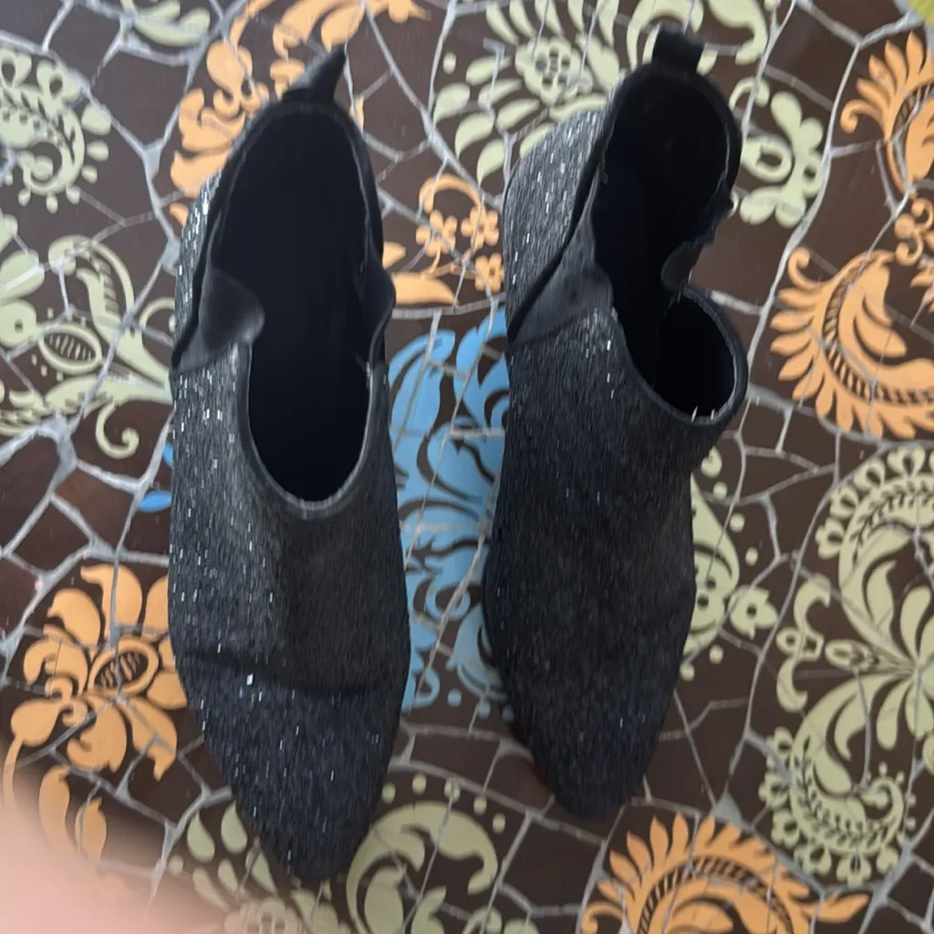 ZARA Black Glitter Ankle Boots SZ: 11 - Image 2