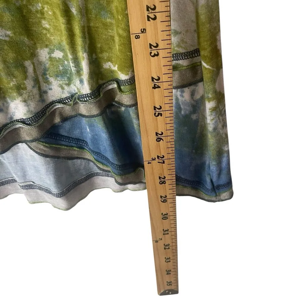 Parsley & Sage Womens Size Medium Green Blue Tie Dye Hippie Art To Wear Soft Top - Image 10