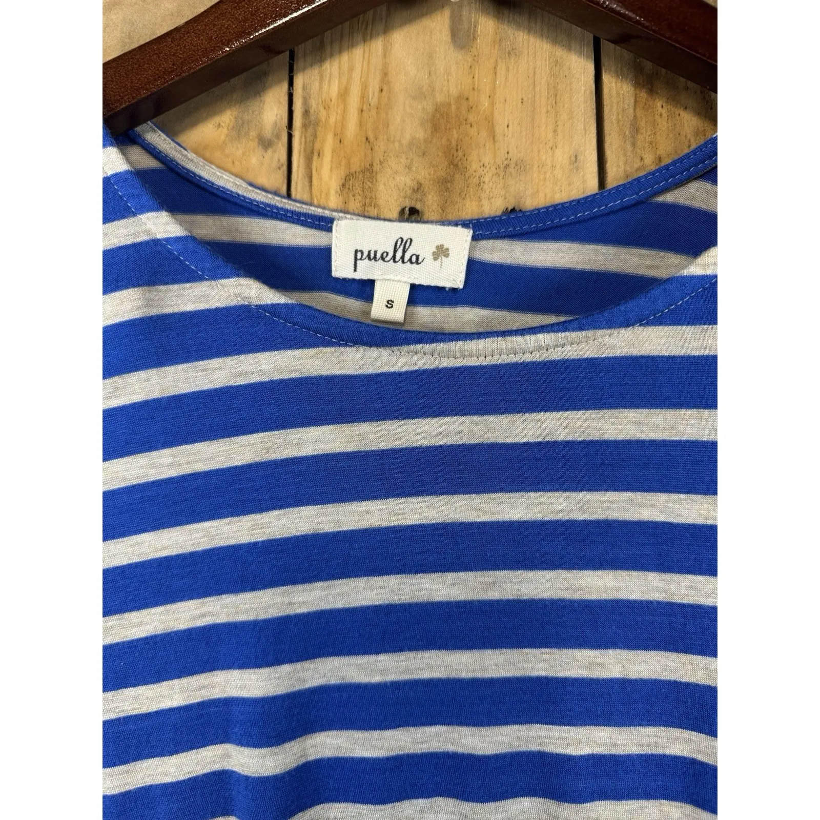 Puella Women's Striped Long Sleeve‎ Tunic Top Blue Beige Casual s - Image 4