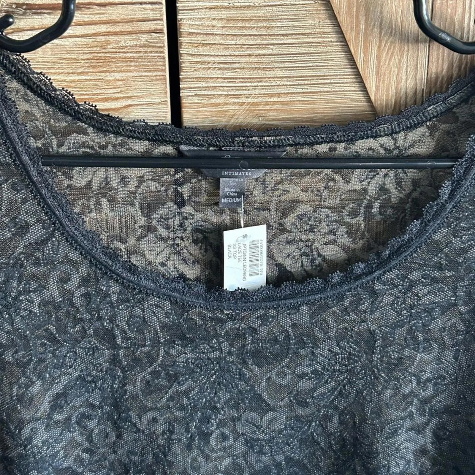 NWT Soma Women’s Lace Camisole Size M Black Short Sleeve Sheer Top Whimsigoth - Image 2