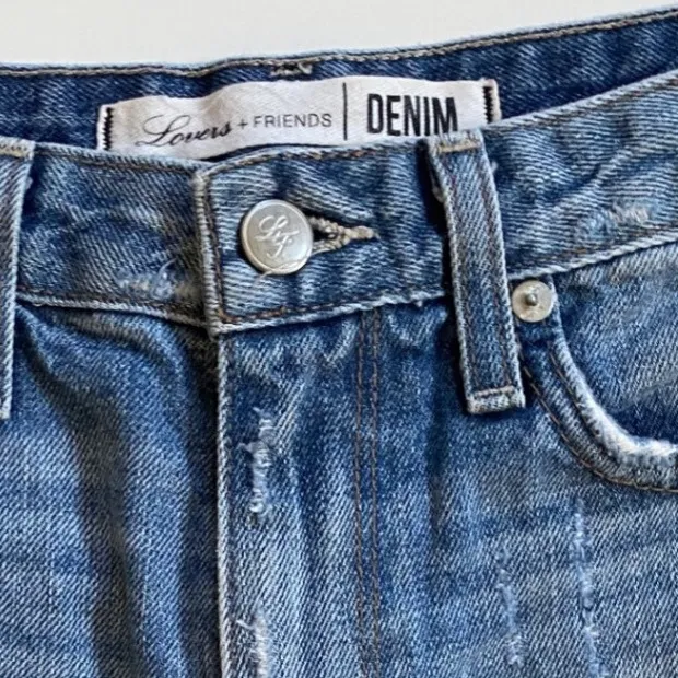 Lovers and‎ Friends Distressed Denim High Rise Shorts Jack Genesee - 26 EUC - Image 4