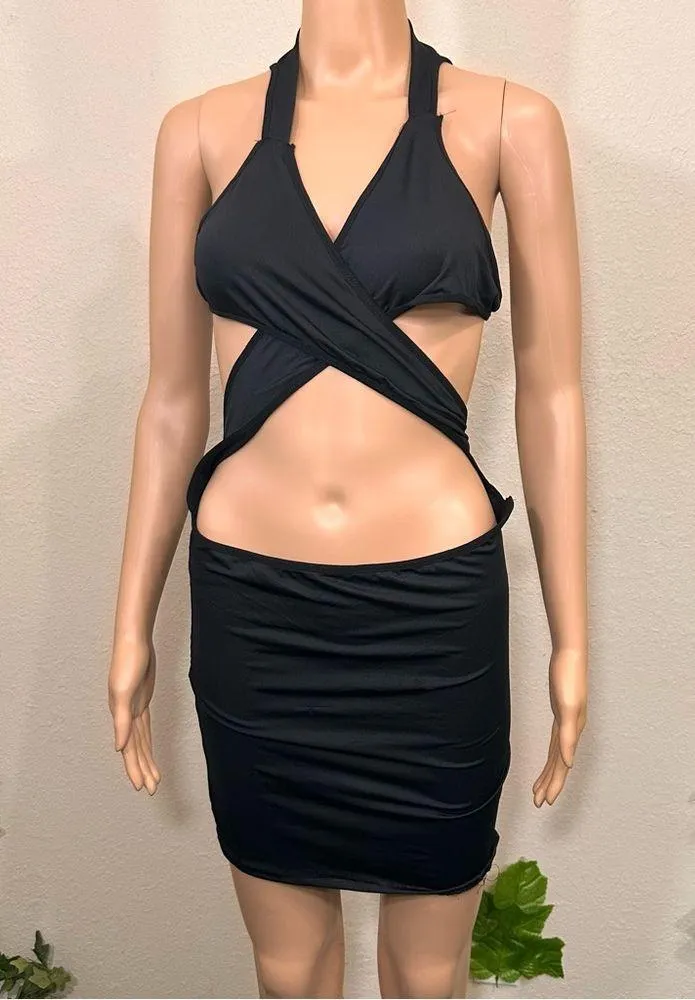 Black Strappy Club Sexy Dress New - Image 4