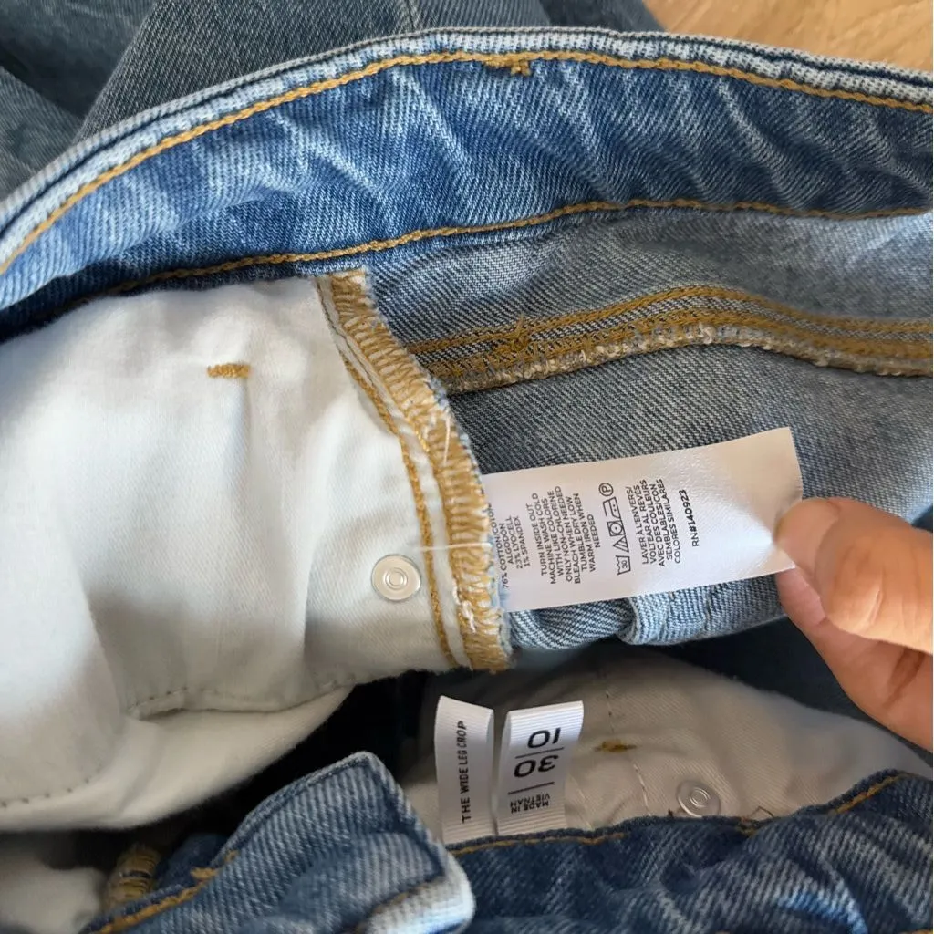 Loft 30/10 Wide Leg Crop Jeans High Waist Fray Medium Wash Capsule - Image 5