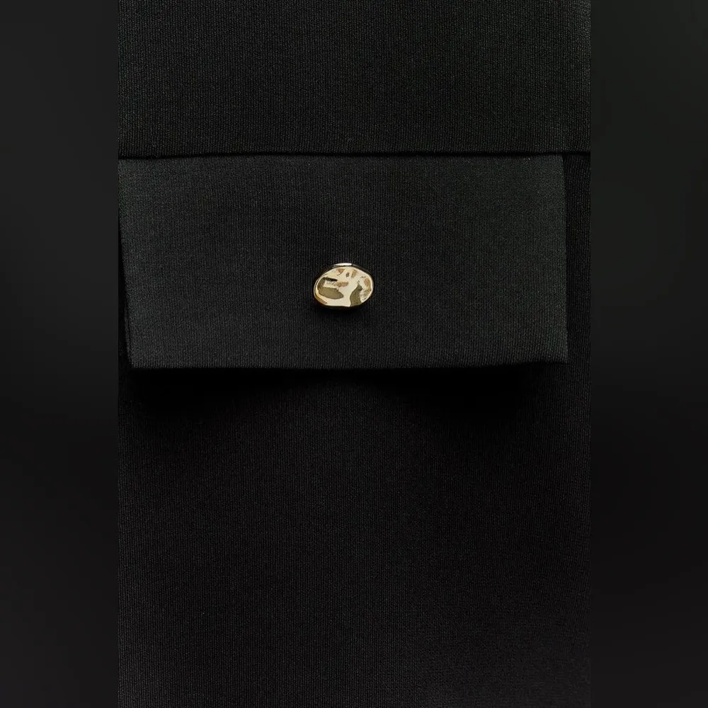 Zara MIXED SEMI-SHEER MINI LONG SLEEVE DRESS BLACK SIZE S NEW - Image 8