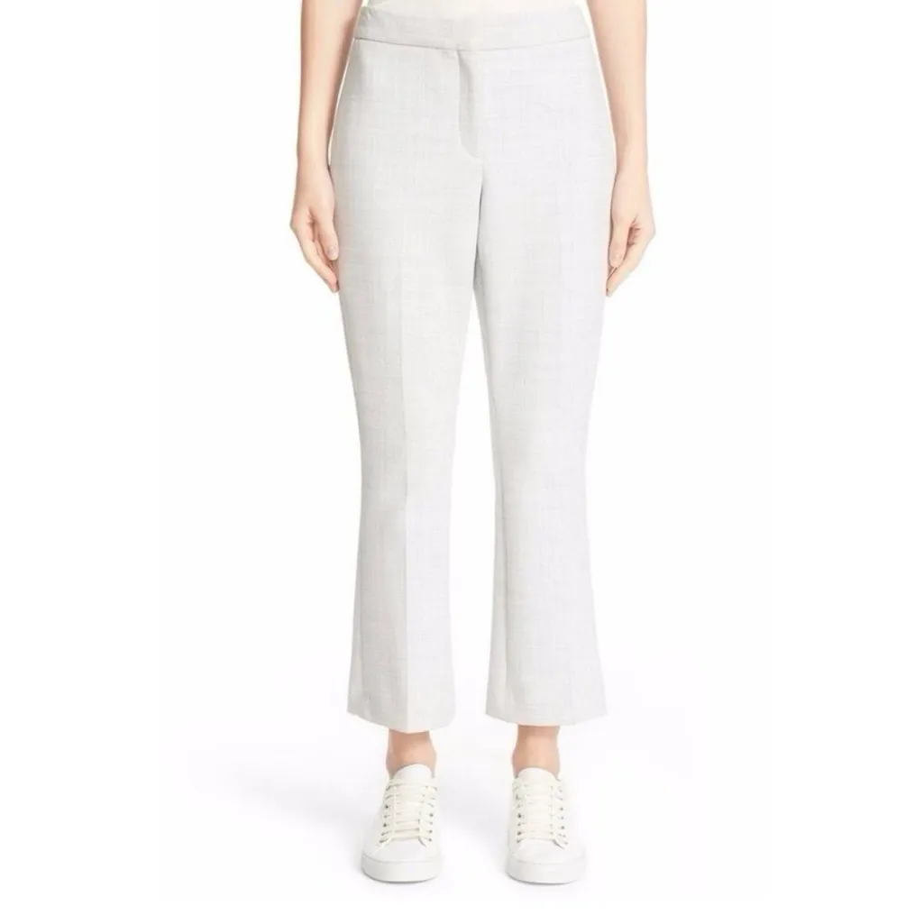 Theory Erstina Pioneer Crop Flare Trousers Pants 0 Light Grey Melange Workwear - Image 3