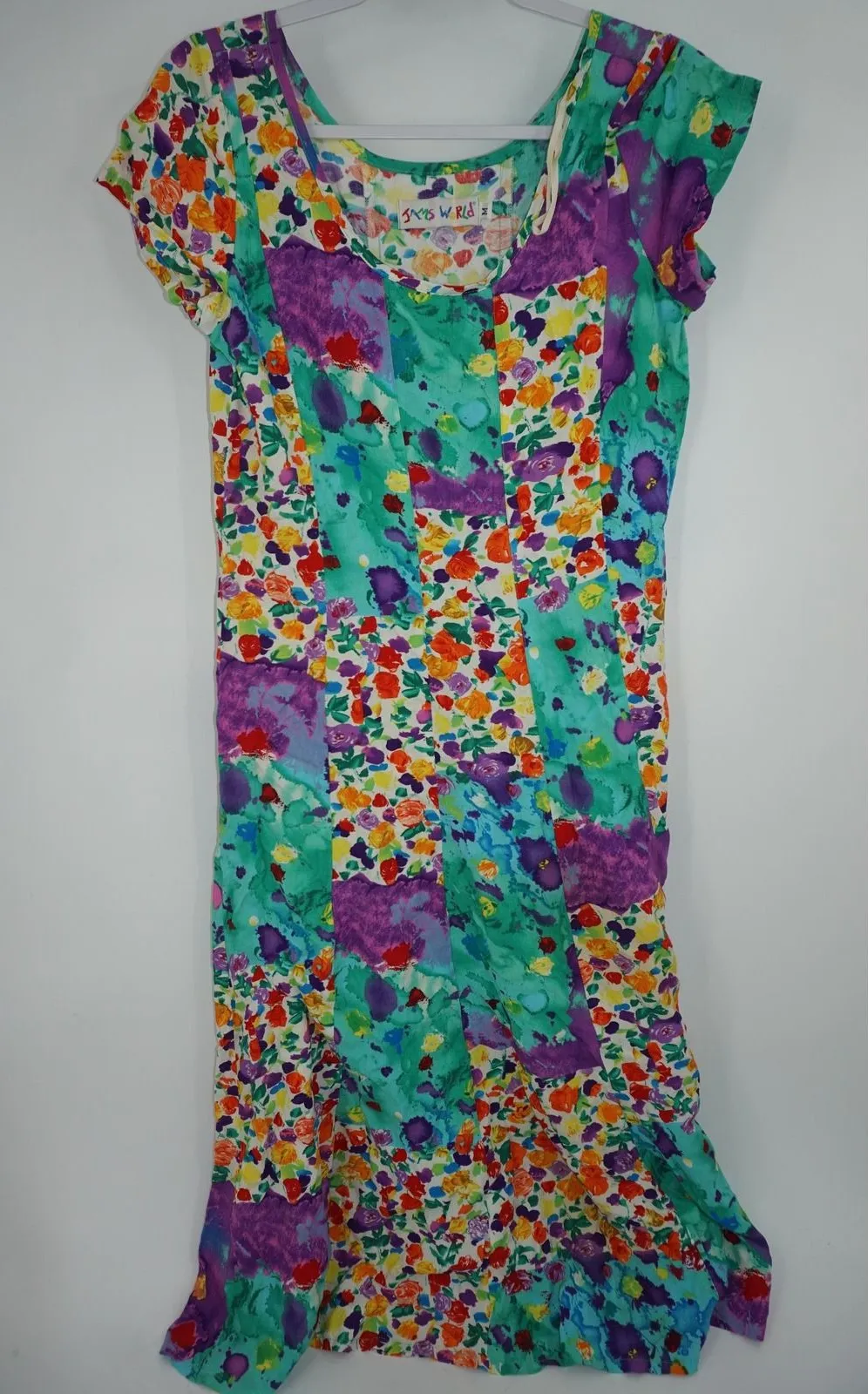 Jams World Dress Womens Medium Multicolor Floral Patchwork Hawaiian A-Line Boho - Image 1