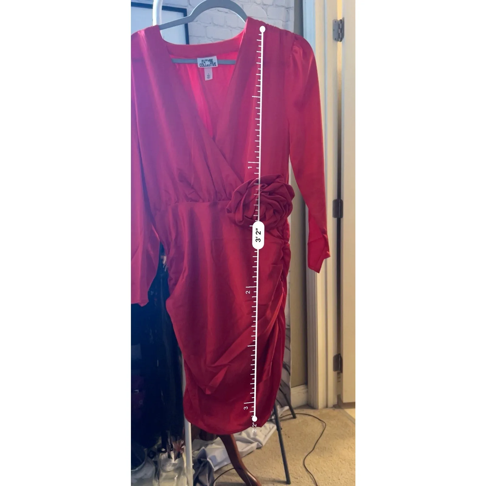 Future Collective Long Sleeve Rosette Mini Dress - Image 5