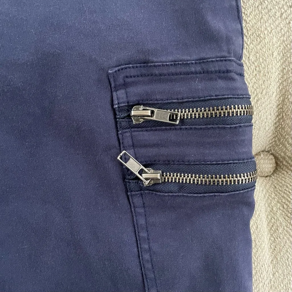 Nanette Lepore  Moto Style Pants Navy Blue 10 - Image 5