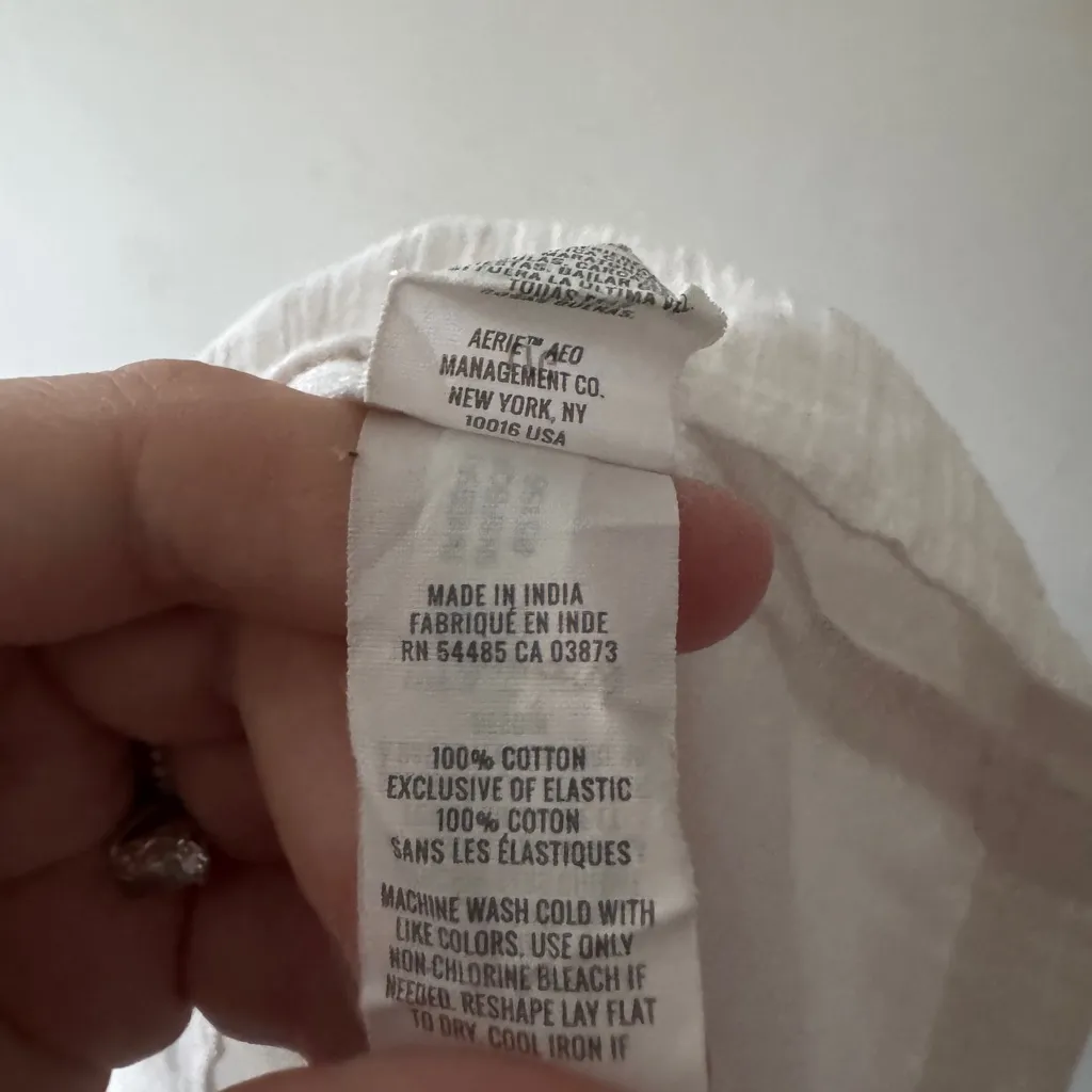 Aerie White Smocked Cotton Woven Corset Cropped Tank Top - Image 7