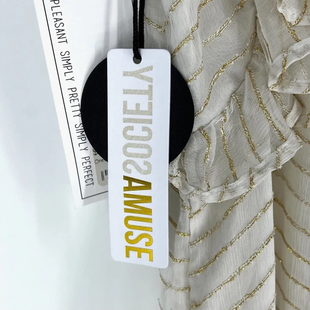 Amuse Society Sunset Dreams Mini Dress Cream Metallic Size M NWT - Image 13