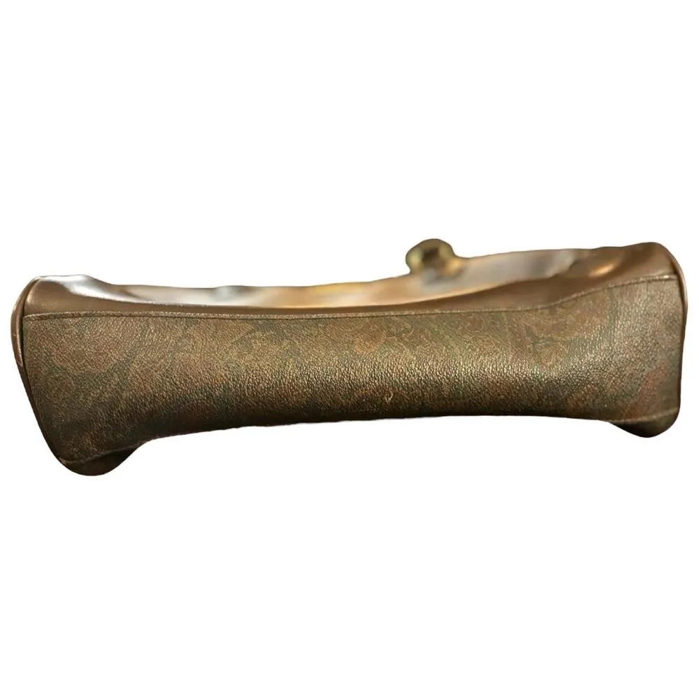 Vintage Liz Claiborne Brown Paisley Tapestry Satchel Tote Bag Purse Leather Trim - Image 9